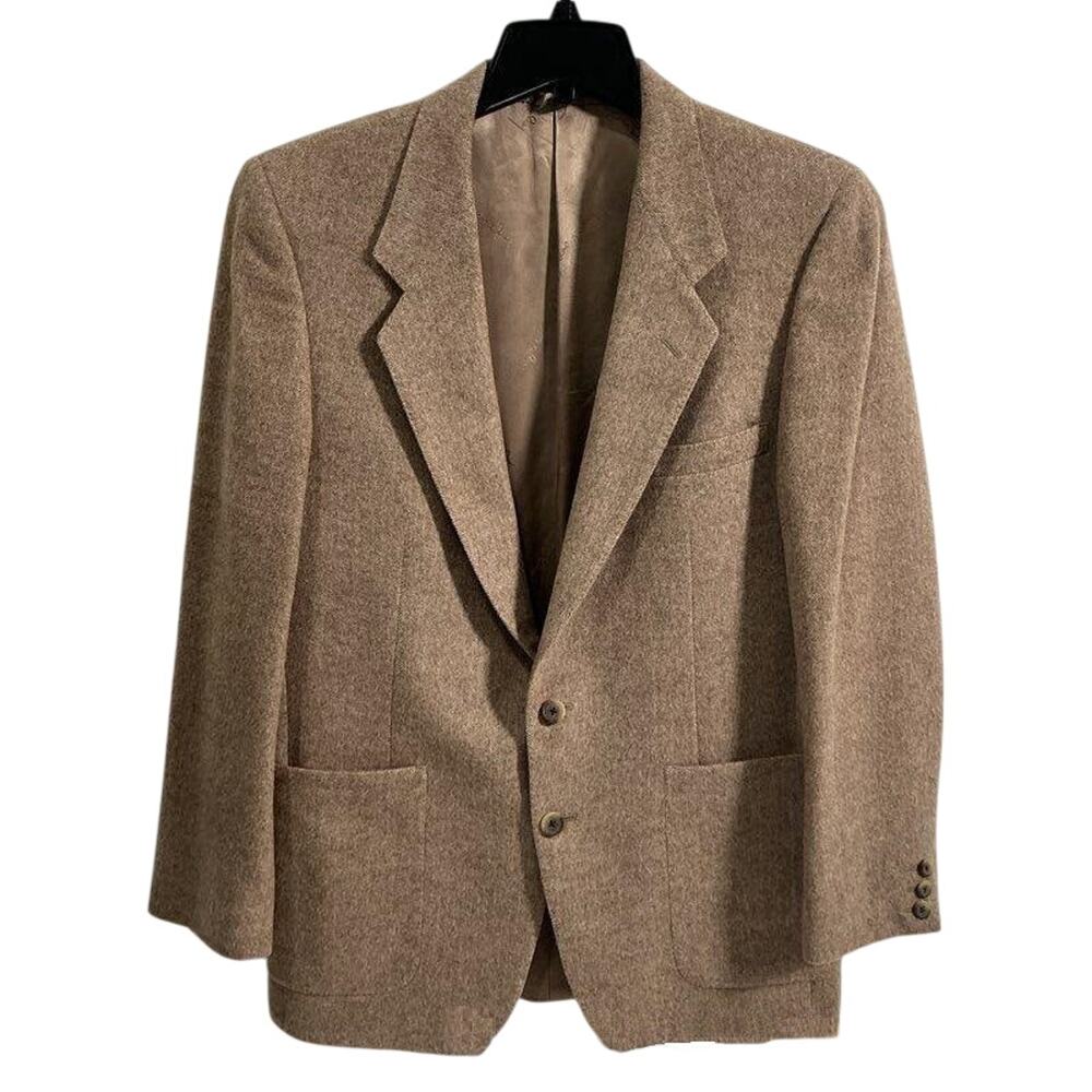 Vtge Givenchy Gentleman Chequers Brown Tweed Wool Sport Coat Blazer 36 S Pocket